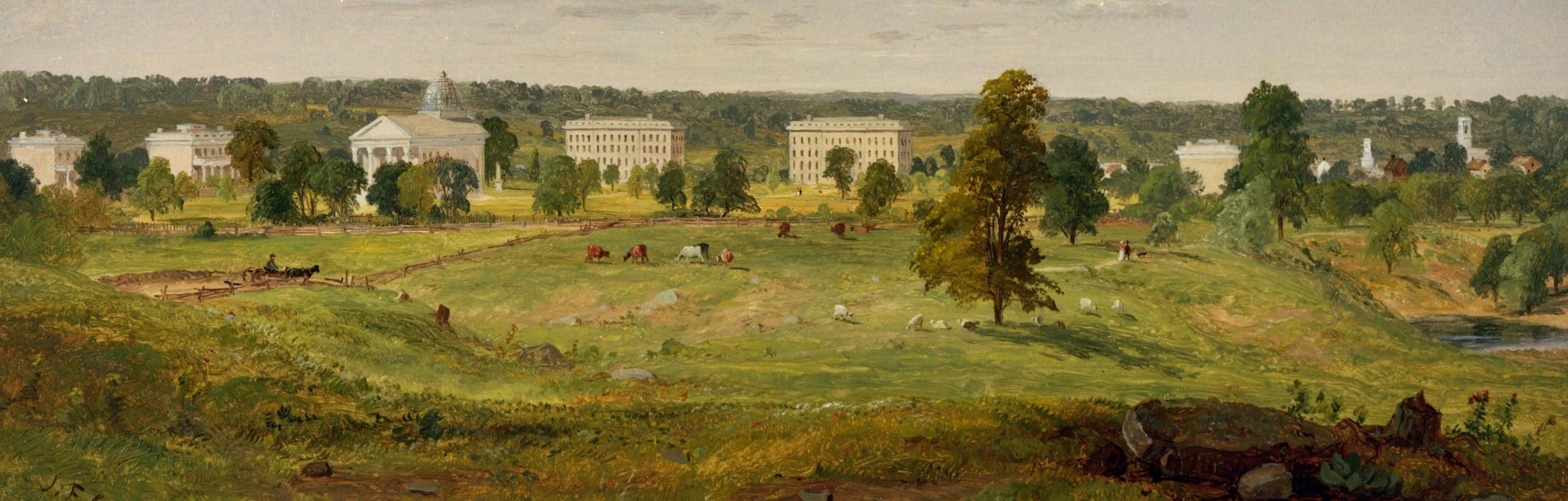 Jasper Cropsey painting of University of Michigan campus, 1855