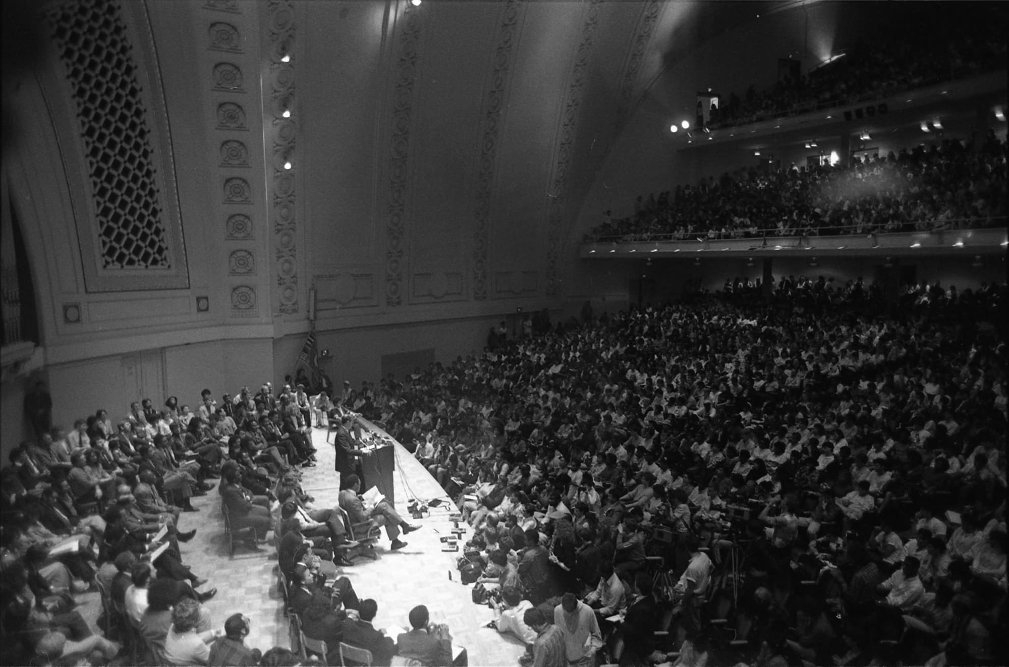 Students fill the seats of Hill Auditorium for the Minority Convocation.