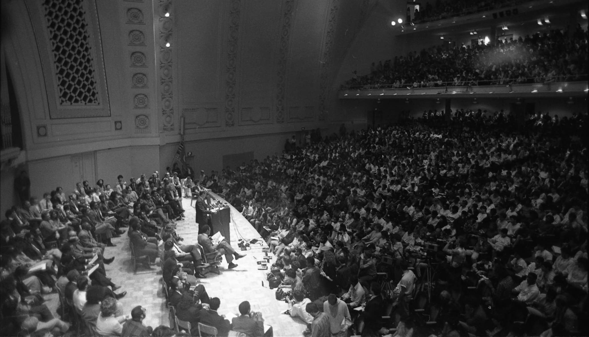 Students fill the seats of Hill Auditorium for the Minority Convocation.