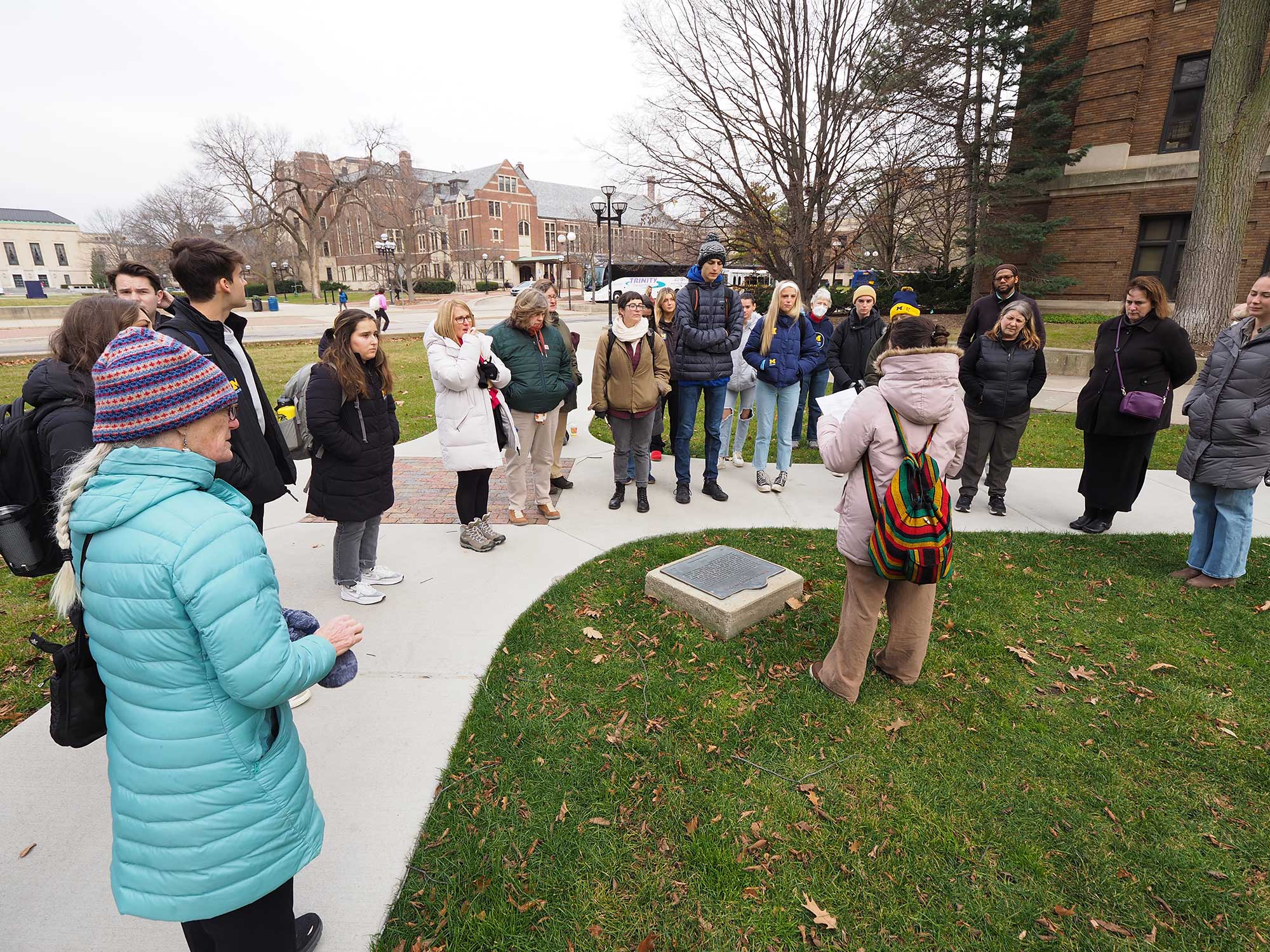 The student-led "Paths of Protest" walking tour, December 2022