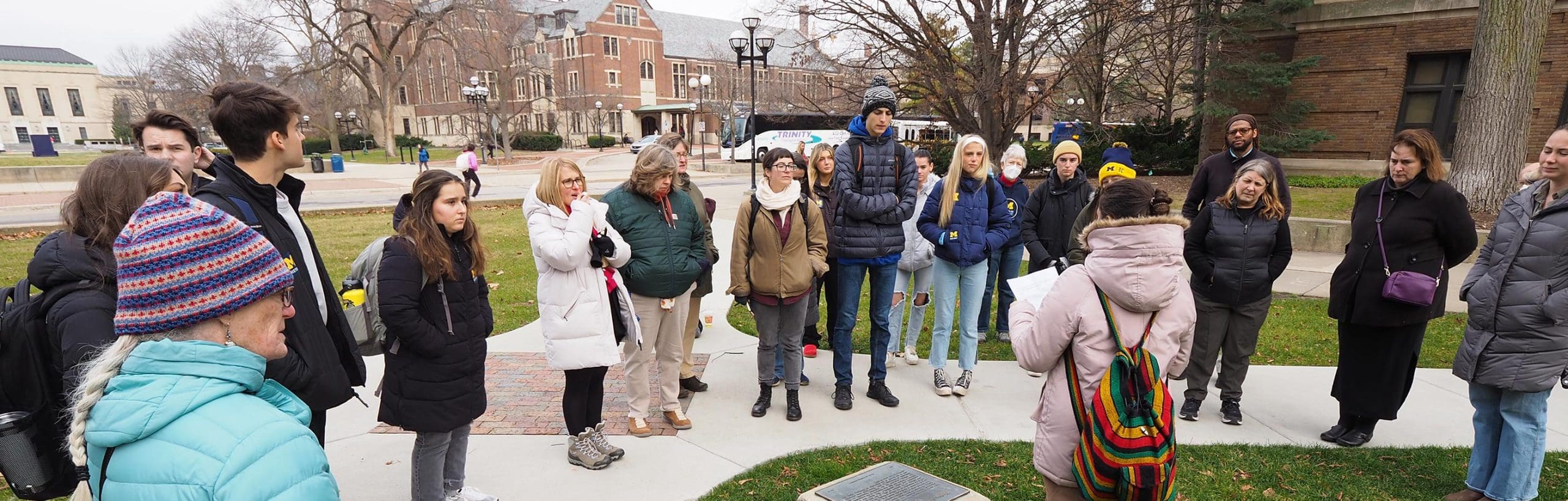 The student-led "Paths of Protest" walking tour, December 2022