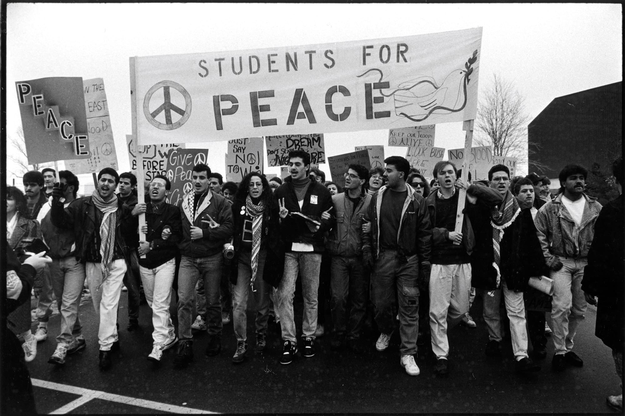 UM-Dearborn Students for Peace in Middle East march against activity in the Persian Gulf, Feb. 1991