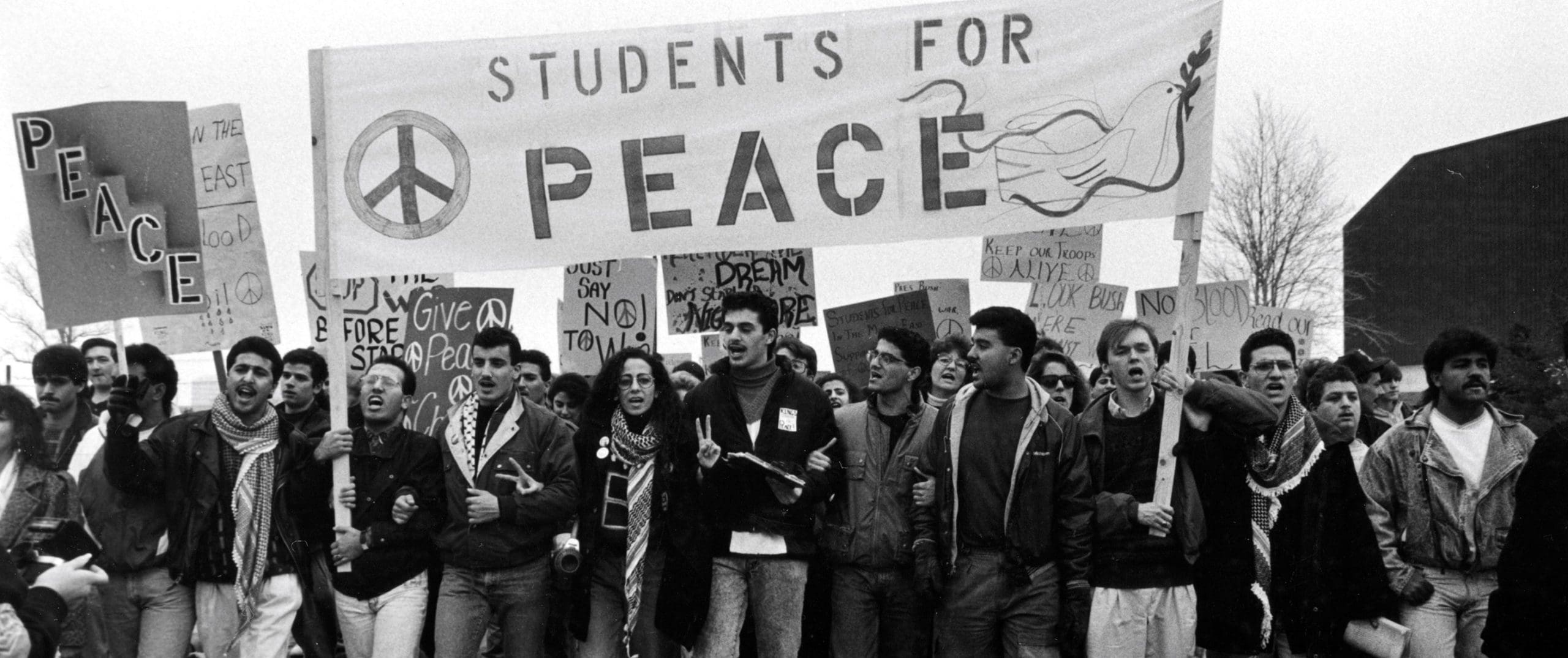 UM-Dearborn Students for Peace in Middle East march against activity in the Persian Gulf, Feb. 1991