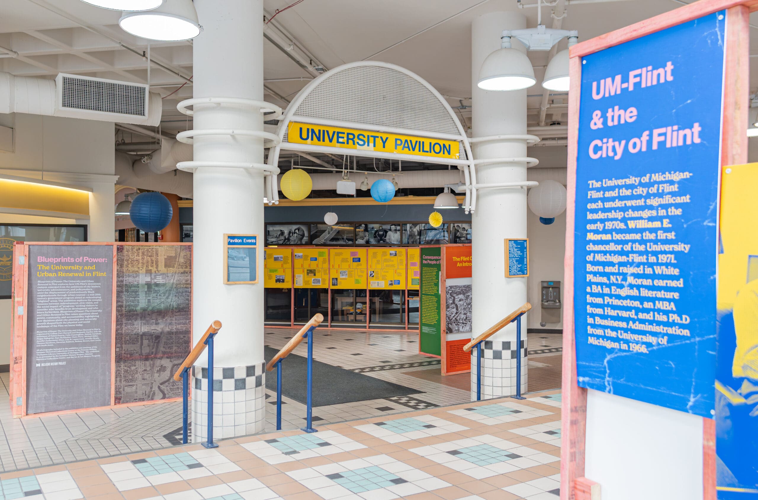 One panel of the exhibit display in the University Pavilion.