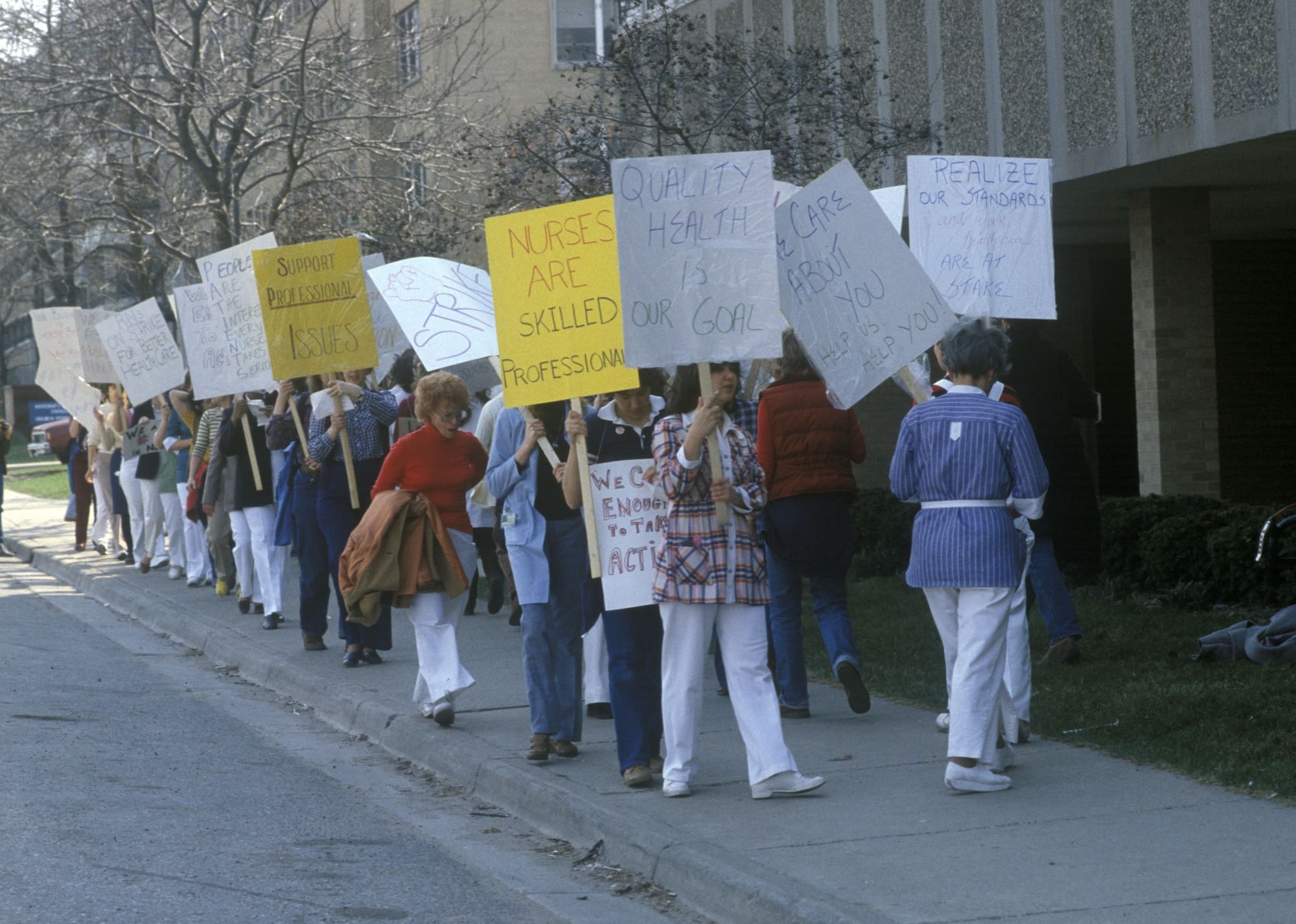 Group of University of Michigan nurses on strike in 1981.