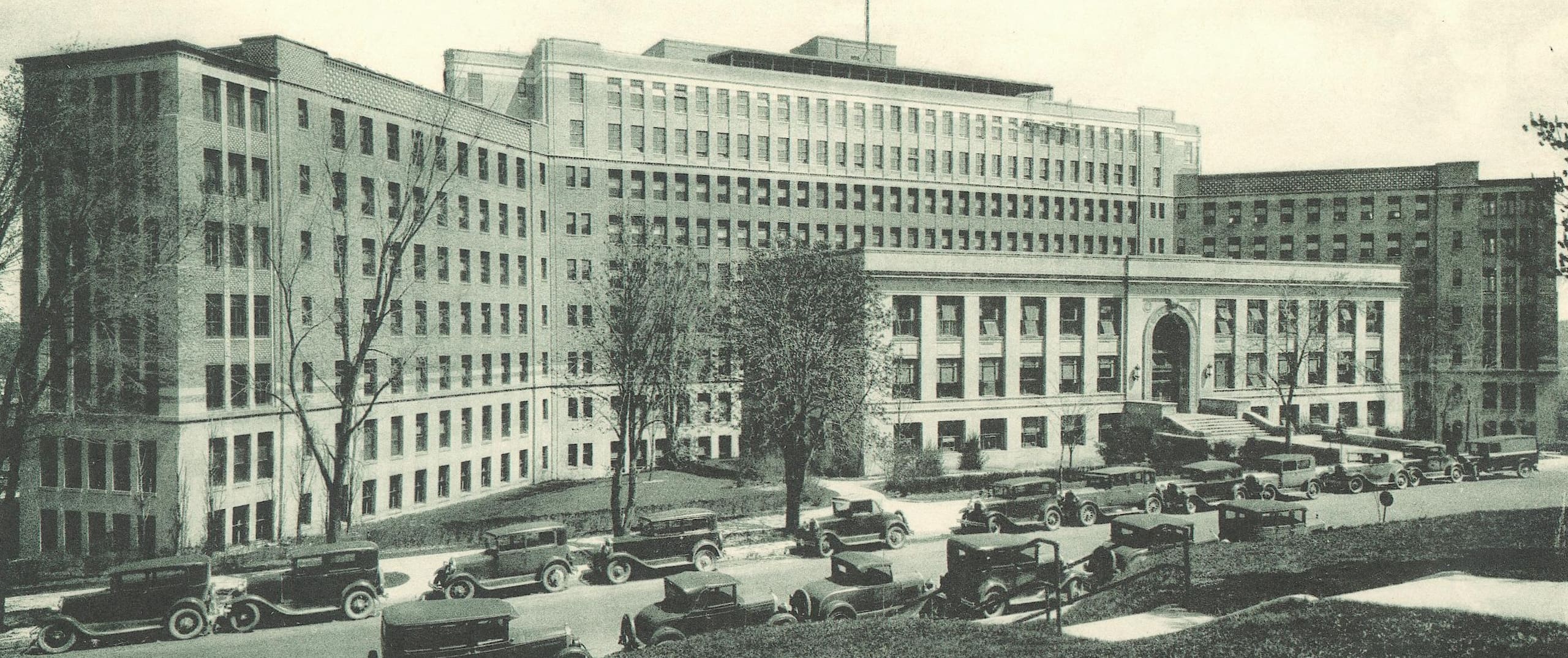 Exterior of the University of Michigan Hospital in 1933.